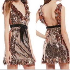 FREE PEOPLE Tribeca Dress SZ 10 NWT Backless Tulle & Sequins Cocktail